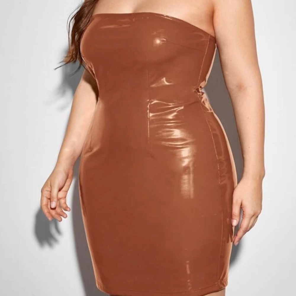 Latex tan dress